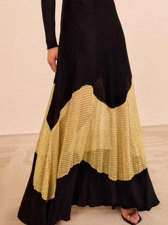NWOT ULLA JOHNSON Roanne Knit Maxi Dress in Gold Noir P $790 - Picture 3 of 9